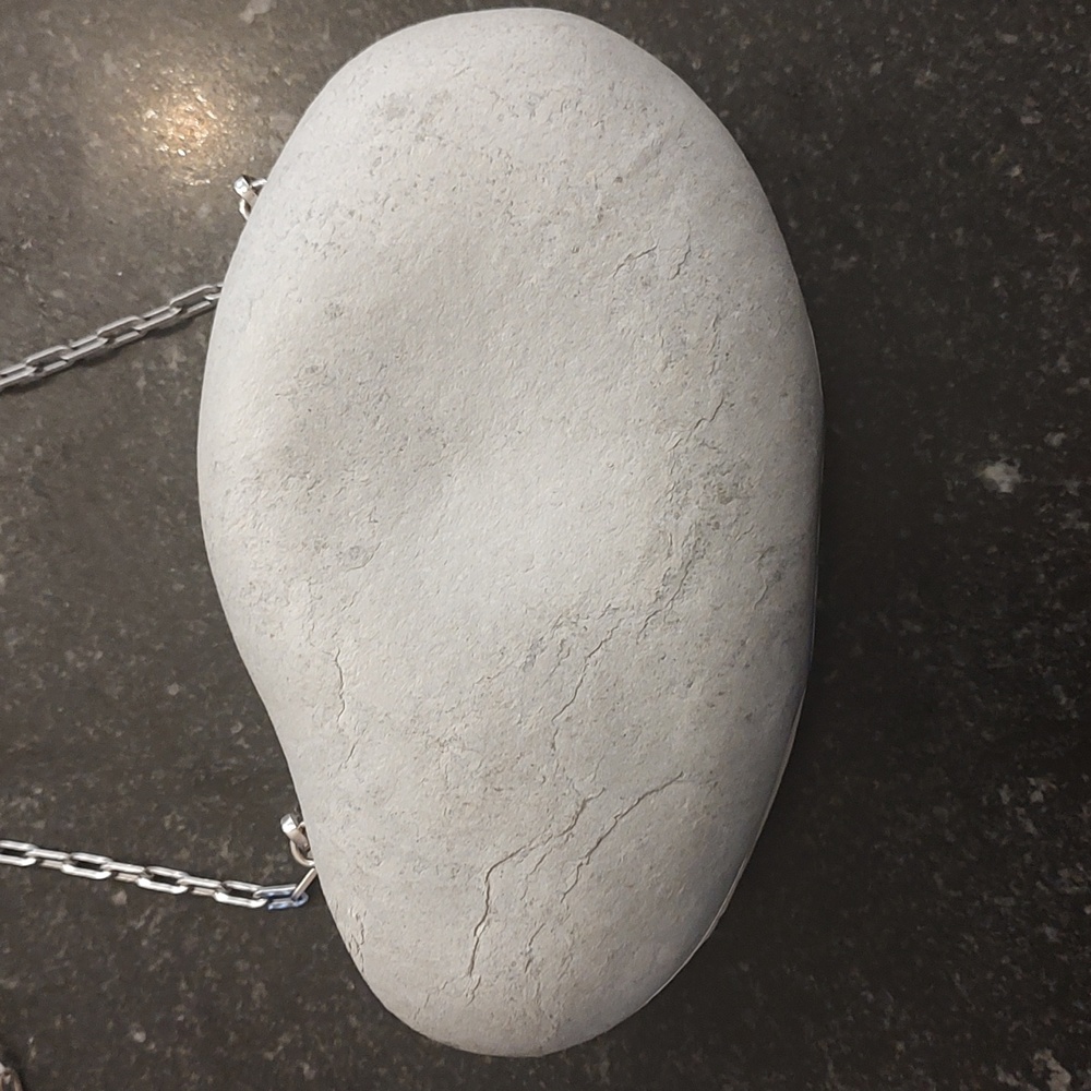 Bottega Veneta Frame Chain Clutch Pebble Rock Mini Stone Bag-Used- Grey - Picture 4 of 14